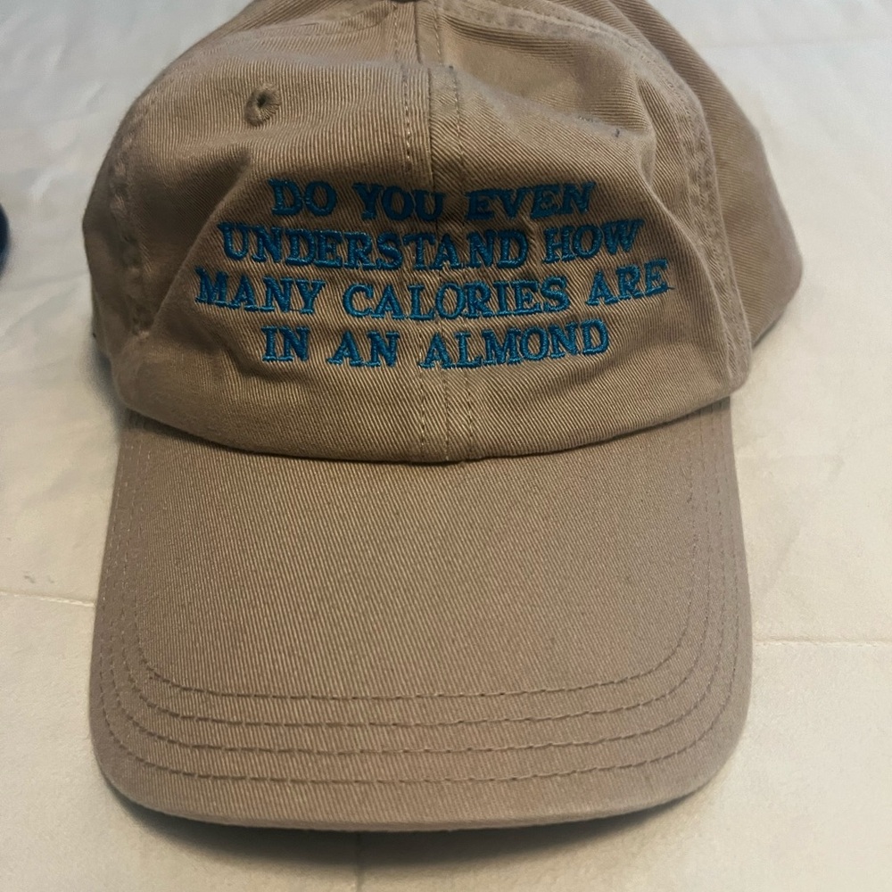 Tan Baseball Cap with Blue Embroidery NWOT